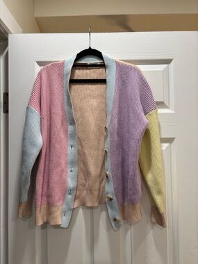 Luca & Grae | Pastel Colorblock Button-Front Cardigan Sweater